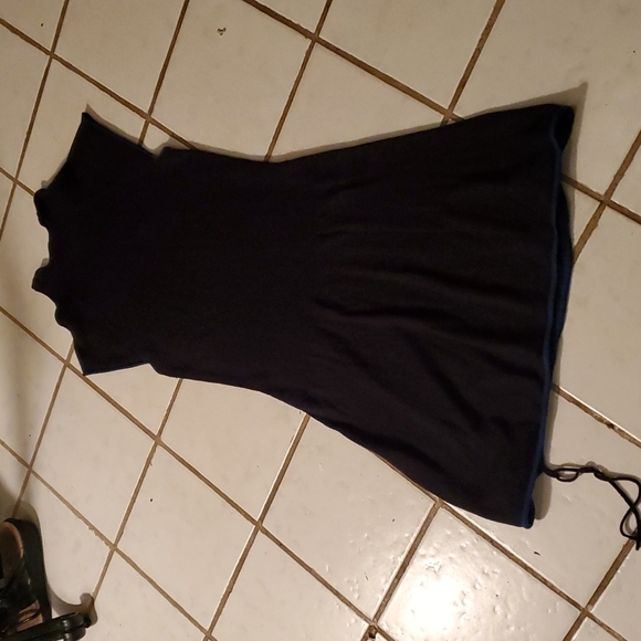 AX Armani Exchange Dress Size S black ribbed sweater dress and blue trim - Picture 2 of 11